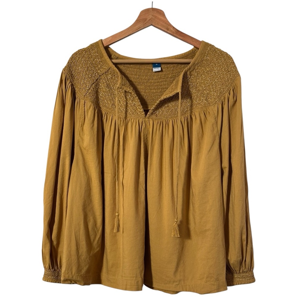 Old Navy Mustard Blouse with Embroidered Detail